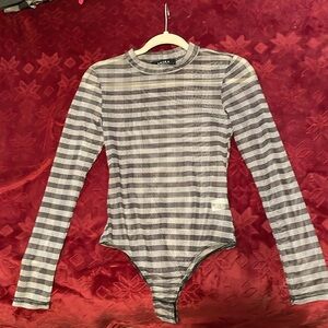 NWOT, Akira, SMALL, plaid, black & white, body suit,